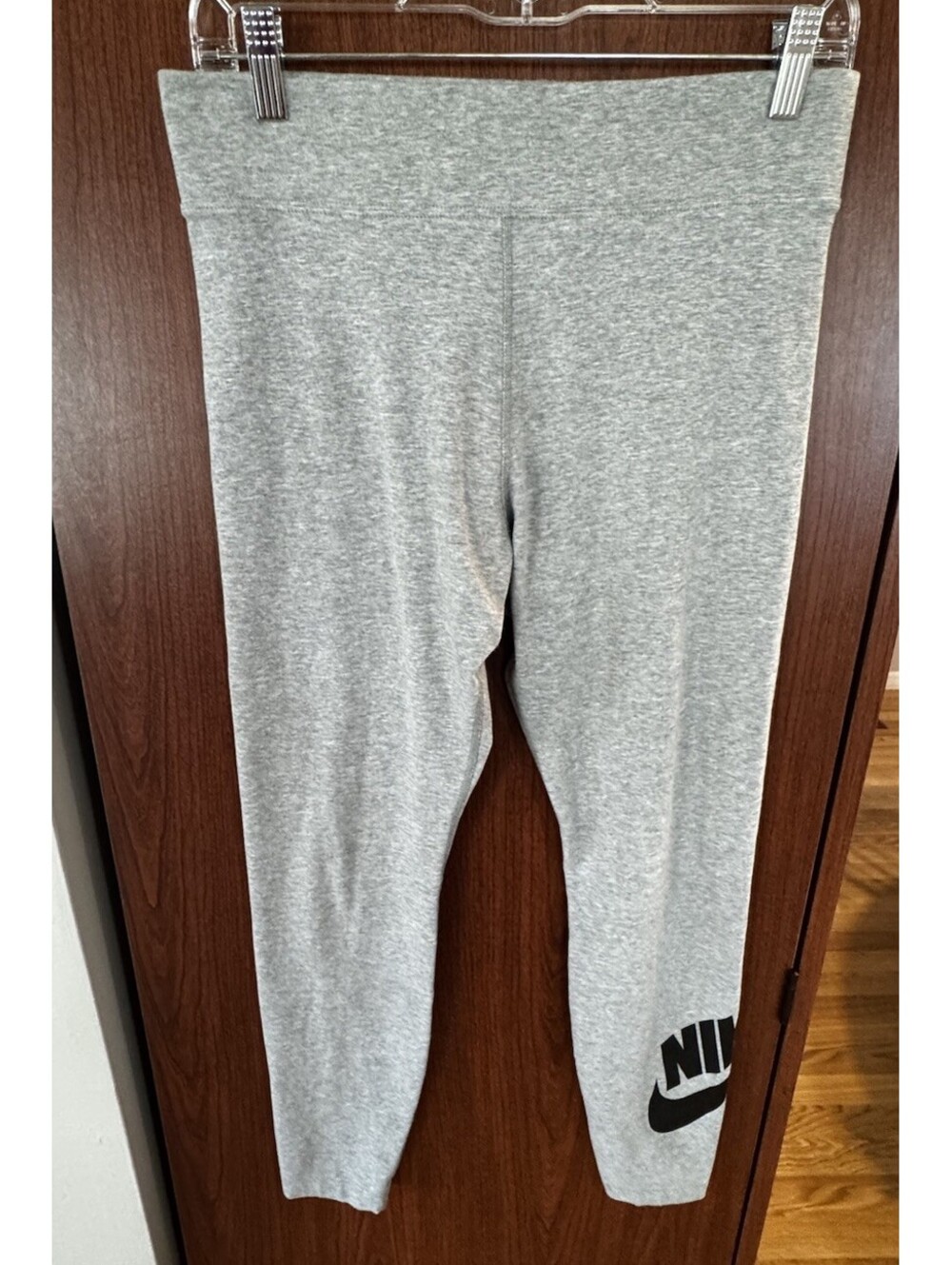 Nike Sportswear Gray Logo Leggings Women’s Large Cotton Blend Stretch